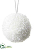 Silk Plants Direct Fur Ball Ornament - White - Pack of 12