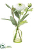 Silk Plants Direct Ranunculus, Eucalyptus Arrangement - White - Pack of 12