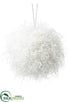 Silk Plants Direct Fur Ball Ornament - White - Pack of 6