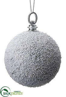 Beaded Ball Ornament - White - Pack of 8
