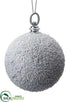Silk Plants Direct Beaded Ball Ornament - White - Pack of 8