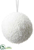 Silk Plants Direct Fur Ball Ornament - White - Pack of 8