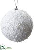 Silk Plants Direct Sequin Ball Ornament - White - Pack of 8