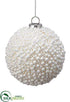 Silk Plants Direct Glittered Berry Ball Ornament - White - Pack of 6