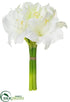 Silk Plants Direct Glittered Amaryllis Bundle - White - Pack of 6