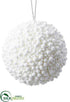 Silk Plants Direct Glittered Berry Ball Ornament - White - Pack of 8