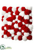 Silk Plants Direct Pompon Pillow - Red White - Pack of 2