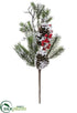 Silk Plants Direct Snowed Berry, Pine Cone, Pine Spray - Red White - Pack of 12