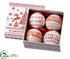 Silk Plants Direct Ball Ornament - Red White - Pack of 8