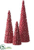 Silk Plants Direct Cord Cone Topiary - Red White - Pack of 2