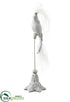Silk Plants Direct Rhinestone Bird Table Top - Silver White - Pack of 1