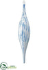 Silk Plants Direct Glass Finial Ornament - Blue White - Pack of 6
