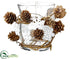 Silk Plants Direct Pine Cone,  Snowflake Candleholder - Brown White - Pack of 6