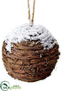 Silk Plants Direct Snowed Twig Ball Ornament - Brown White - Pack of 4