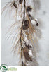 Silk Plants Direct Cotton Ball, Cone, Long Needle Pine Garland - Brown White - Pack of 4