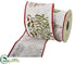 Silk Plants Direct Merry Christmas Embroidered Ribbon - Green White - Pack of 6