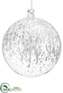 Silk Plants Direct Snowed Glass Ball Ornament - Clear White - Pack of 12