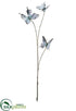Silk Plants Direct Glittered Metallic Butterfly Spray - Silver - Pack of 24