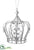 Glittered Rhinestone Crown Ornament - Silver - Pack of 12