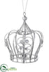 Silk Plants Direct Glittered Rhinestone Crown Ornament - Silver - Pack of 12
