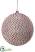 Silk Plants Direct Rhinestone Ball Ornament - Red Silver - Pack of 4