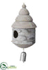 Silk Plants Direct Birdhouse Ornament - White Silver - Pack of 1