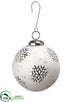 Silk Plants Direct Snowflake Glass Ball Ornament - White Silver - Pack of 2