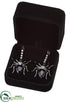 Silk Plants Direct Rhinestone Spider Earrings - Black Silver - Pack of 6