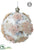 Lace Flower Glass Ball Ornament - Pink Silver - Pack of 1