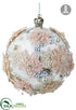 Silk Plants Direct Lace Flower Glass Ball Ornament - Pink Silver - Pack of 1