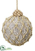 Silk Plants Direct Rhinestone Zari Net Ball Ornament - Gold Silver - Pack of 6