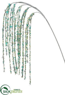 Sequin, Bead Hanging Spray - Aqua Silver - Pack of 12