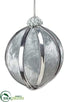 Silk Plants Direct Velvet Ring Ball Ornament - Aqua Silver - Pack of 8