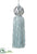 Velvet Ring Ball Tassel Ornament - Aqua Silver - Pack of 4