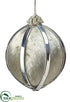 Silk Plants Direct Velvet Ring Ball Ornament - Green Silver - Pack of 8
