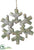 Wood Snowflake Ornament - Green Silver - Pack of 4