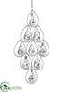 Silk Plants Direct Rhinestone Drop Ornament - Clear Silver - Pack of 6