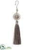 Silk Plants Direct Rhinestone Snowflake Tassel Ornament - Gray Silver - Pack of 6