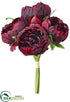 Silk Plants Direct Peony Bouquet - Wine - Pack of 4