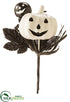 Silk Plants Direct Jack-O-Lantern, Maple Pick - White Black - Pack of 12