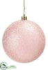 Silk Plants Direct Glittered Plastic Ball Ornament - Pink - Pack of 36