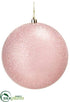 Silk Plants Direct Glittered Plastic Ball Ornament - Pink - Pack of 24