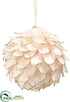 Silk Plants Direct Glittered Feather Ball Ornament - Pink - Pack of 6