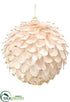Silk Plants Direct Glittered Feather Ball Ornament - Pink - Pack of 4