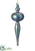 Silk Plants Direct Glass Finial Ornament - Blue - Pack of 6