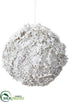 Silk Plants Direct Moss Ball Ornament Glitter - White Glittered - Pack of 6