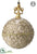 Rhinestone Fleur-De-Lys Ball Ornament - Gold Amber - Pack of 6