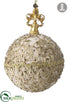 Silk Plants Direct Rhinestone Fleur-De-Lys Ball Ornament - Gold Amber - Pack of 6