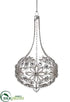 Silk Plants Direct Rhinestone Snowflake Glass Teardrop Ornament - Smoke - Pack of 2