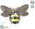 Rhinestone Bee With Pin - Yellow Smoke - Pack of 6